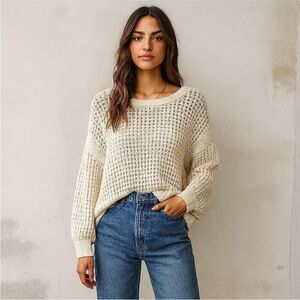 Old Navy Cream Knit crochet Sweater